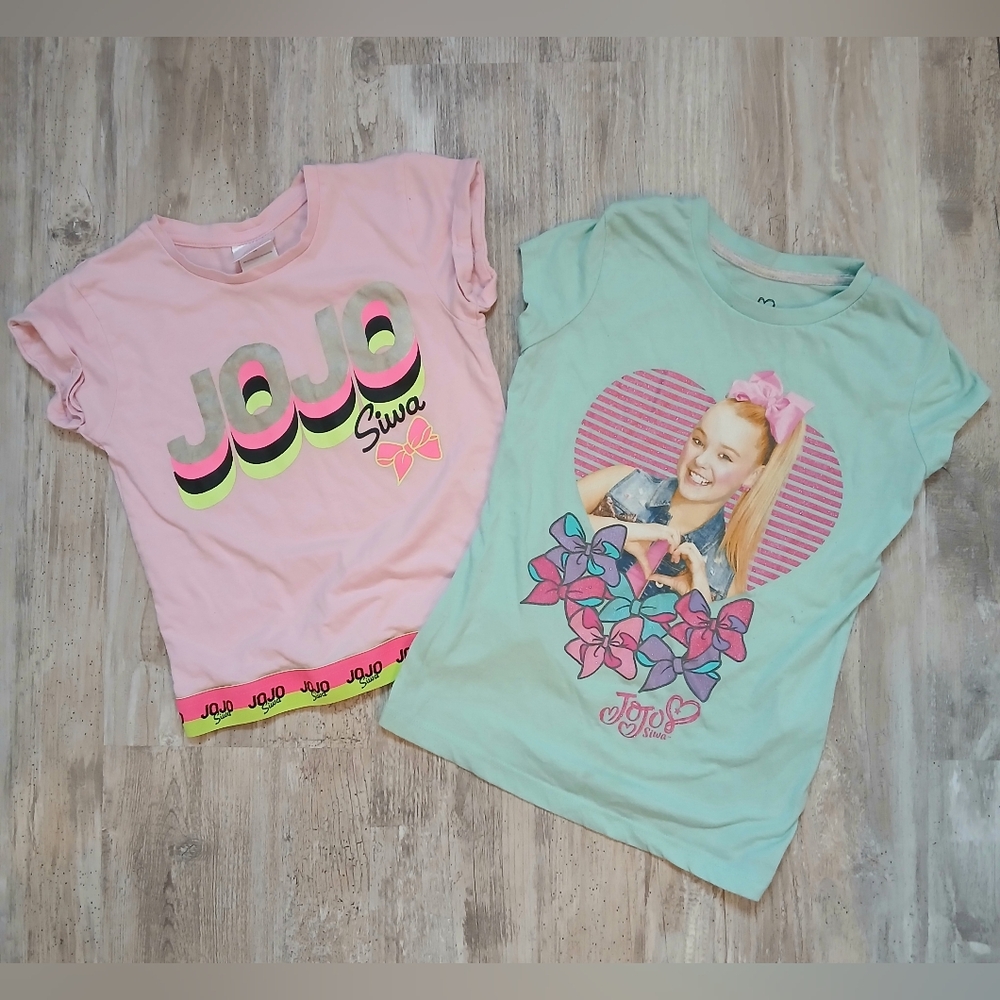 JoJo Siwa Girls T-Shirt Bundle Size 7/8 – Graphic Tees Lot of 2 Pink & Teal